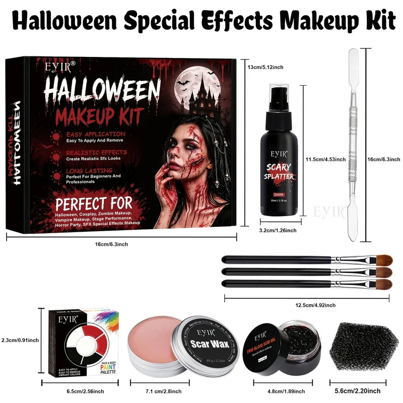 8-Piece Halloween Special Effects Makeup Kit with Wound & Scar Tools - Realistic FX Set