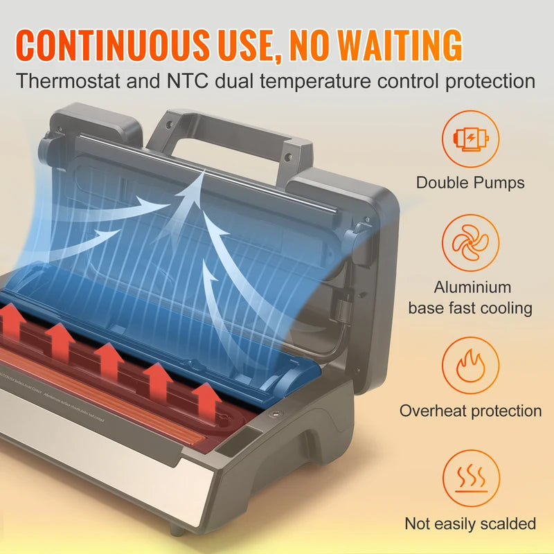 Powerful Vacuum Sealer Machine with 130W & 90Kpa Suction for Food Storage