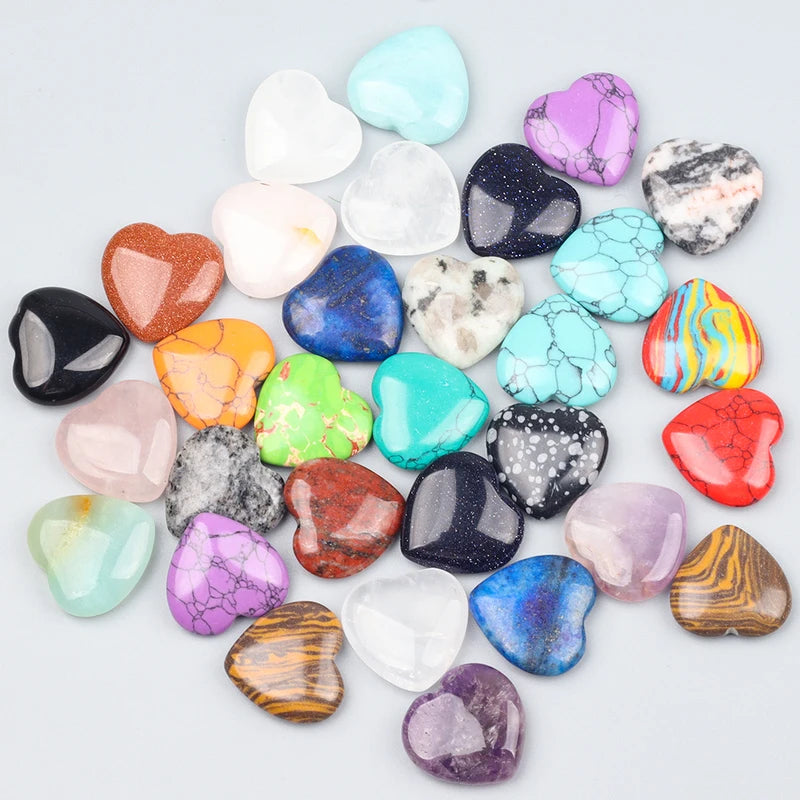 Heart Shape Crystal Healing Stones Set - Amethyst & Semi-Precious Gravel for Home Garden Decor, 20MM, 10/20/30PCS