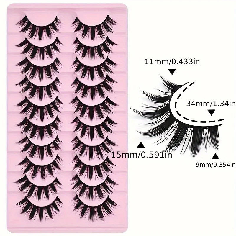 10 Pairs False Eyelashes Thick Reusable Eye Makeup Extensions