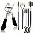 Eyebrow Brush & 11-in-1 Eyelash Grooming Kit with Curler, Separator & Refills