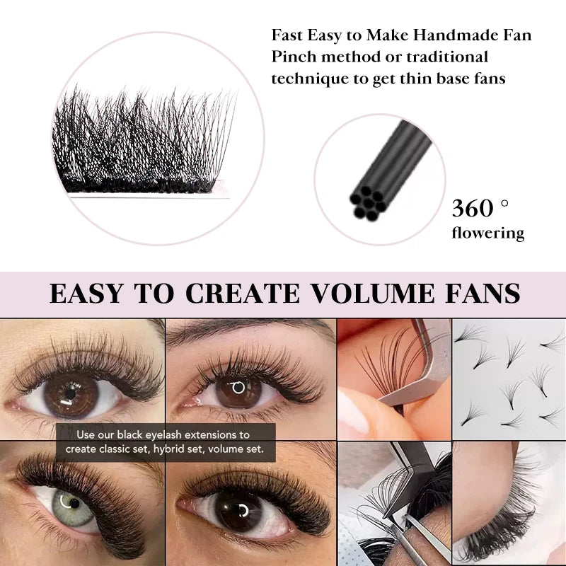 Premade 10D Eyelash Extensions - Curl & Length Variants for Lash Artists