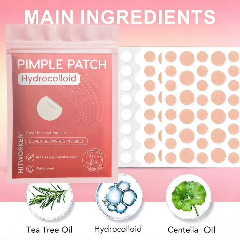 Hydrocolloid Acne Patches with Tea Tree Oil - 720pcs Natural Blemish Cover & Heal
