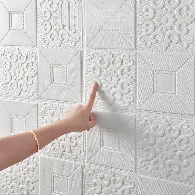 40pcs Self-Adhesive Foam Wallpaper 35cm x 35cm Waterproof & Stain-Resistant