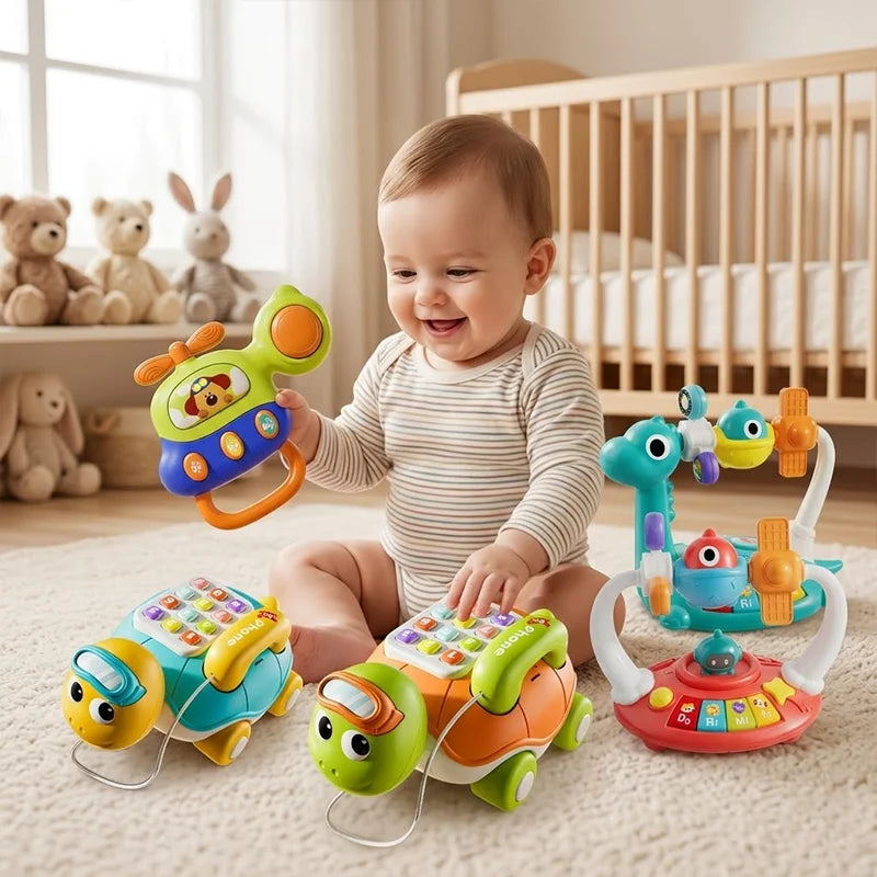 Multifunctional Baby Musical Toy Turtle Phone Electronic Piano Educational Toy for Toddlers
