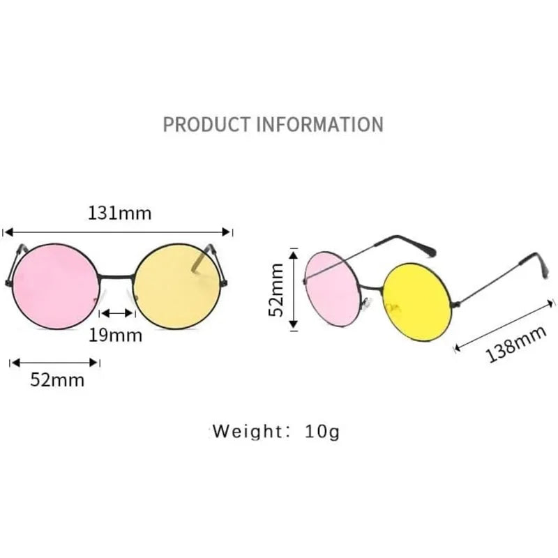 Anime Cosplay Glasses - Yellow Pink Round Frame Sunglasses for Halloween & Costume