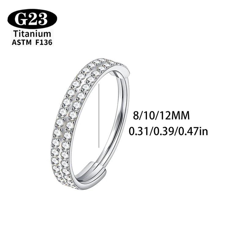 Titanium Helix & Septum Nose Ring Hoop Earrings with Clear CZ Body Jewelry