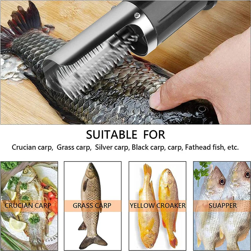 Electric Fish Scale Remover Waterproof Seafood Fish Cleaner USB Rechargeable