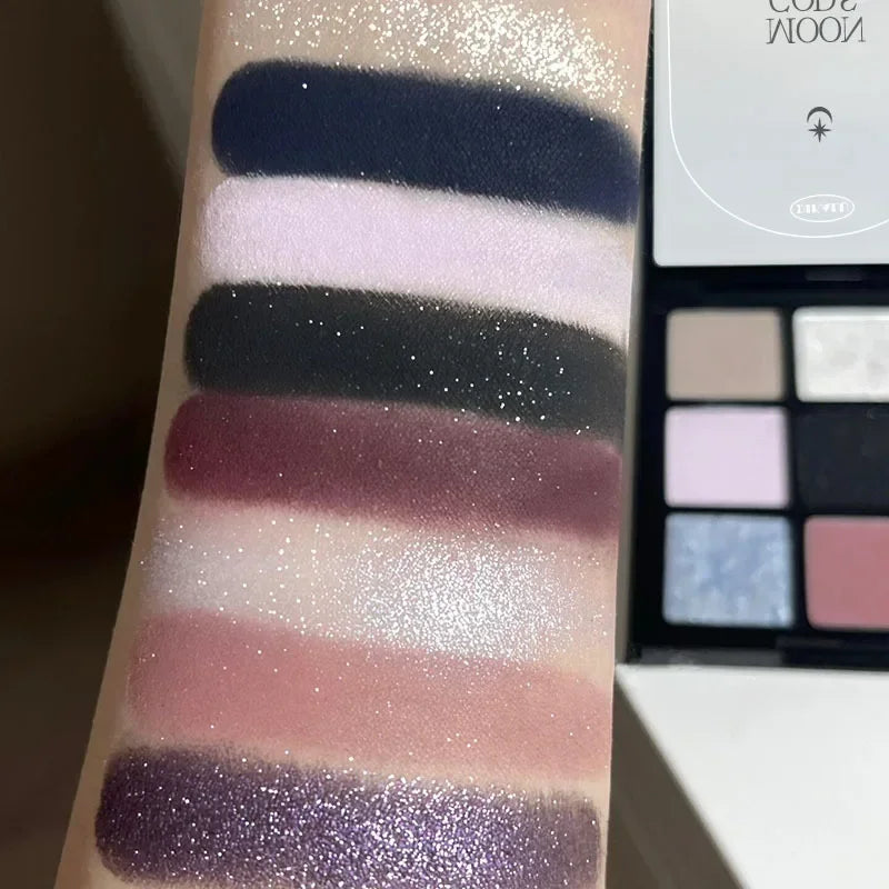 Dark Purple Smoked Eyeshadow Palette - 9 Color Earth Tones & Pearl Finishes