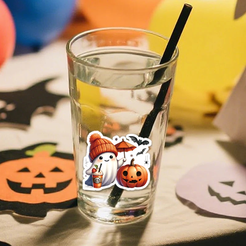 50PCS Halloween Pumpkin Ghost Stickers for Junk Journals Phone Laptops Water Bottles Scrapbooking