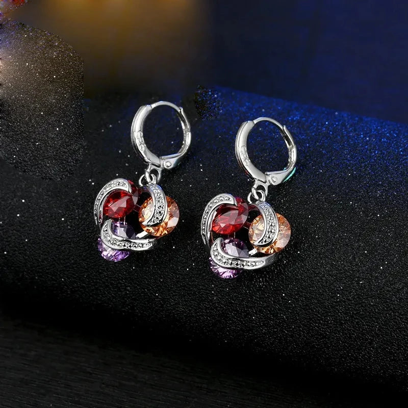 Sterling Silver Jewelry Set for Women Girls Necklace Earrings CZ Zircon Gift