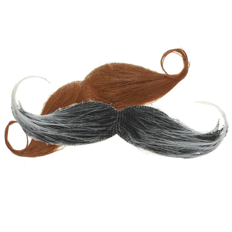 Self Adhesive Fake Mustaches Set - 2 Colors for Costume & Halloween Play