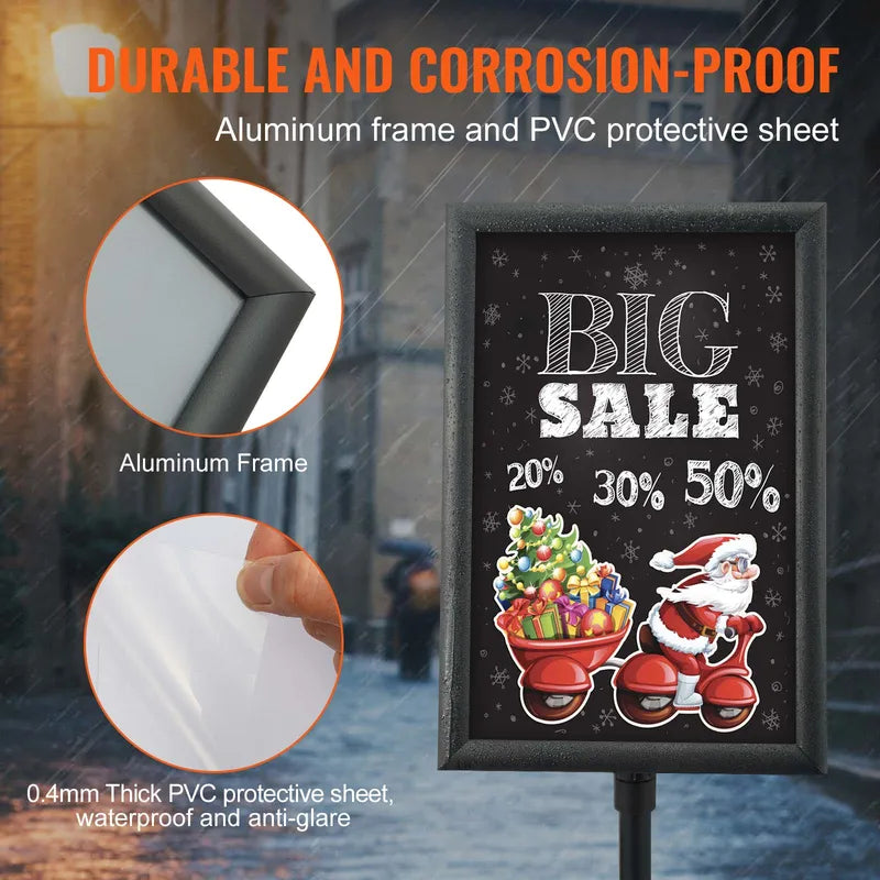 Adjustable Floor Sign Holder for 11x17 Posters - Heavy Duty Indoor Outdoor Display Stand