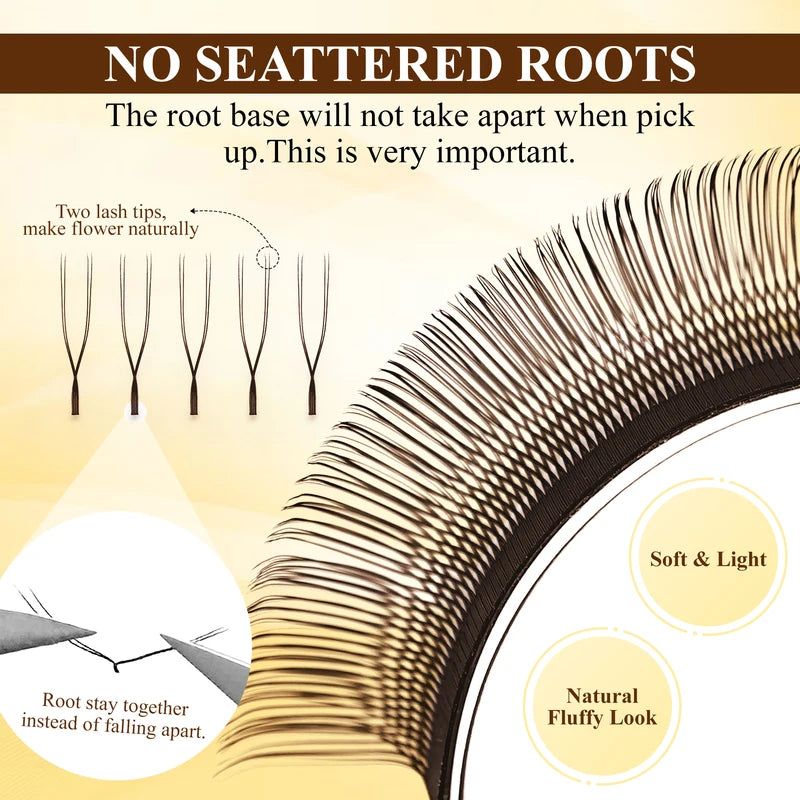 Premade 2D Eyelash Extensions M Curl Fan L-Shaped Eyelash Clusters for Lash Extension