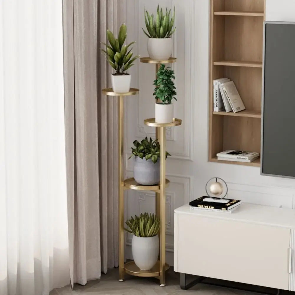 Multi-Layer Indoor Plant Stand - Metal Corner Shelf with Anti-Slip Feet