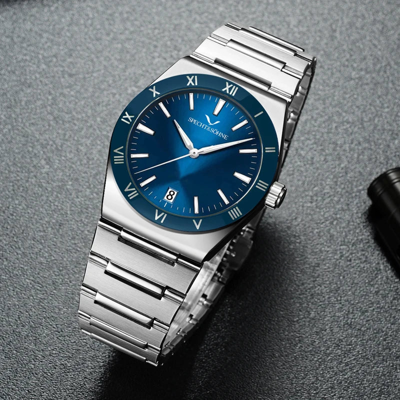 Men's Quartz Wristwatch 38MM Waterproof Stainless Steel Watch for Men
