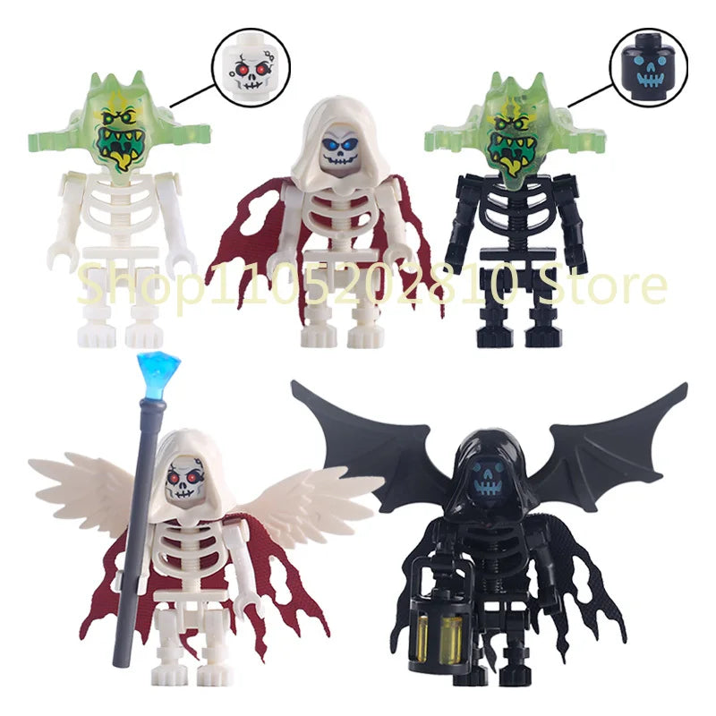 Colorful Skeleton Knight Building Blocks Set – Halloween Skull Mini Toy Gift for Creative Kids