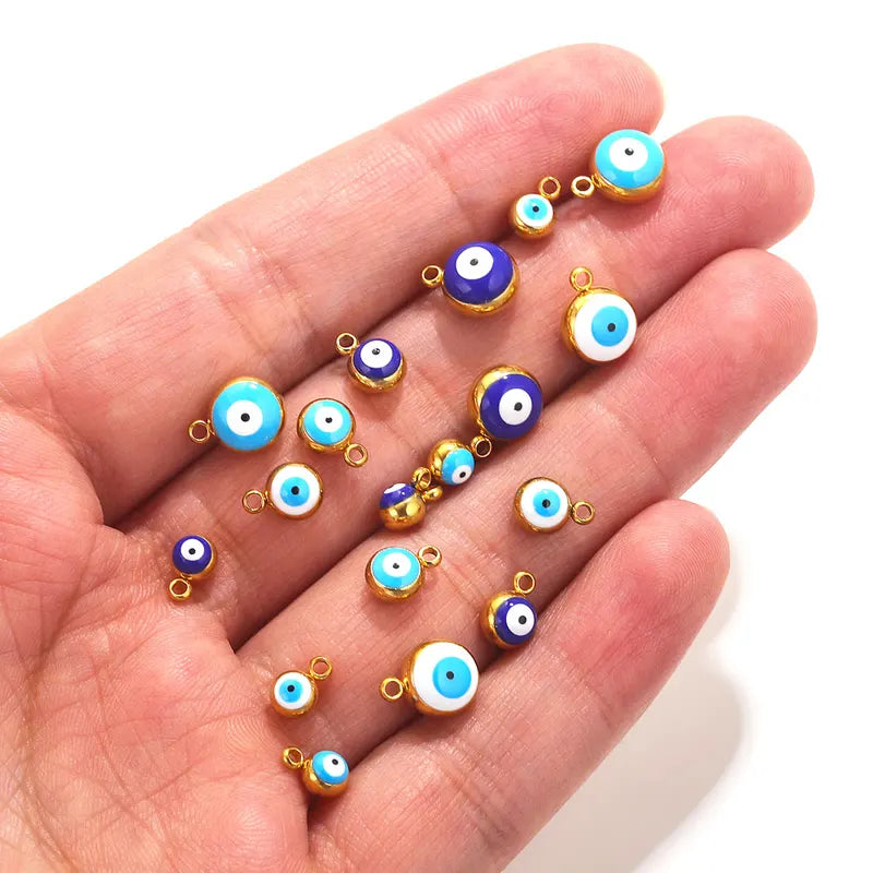 10pcs Stainless Steel Devil's Eye Charms for Jewelry Making – Multiple Colors