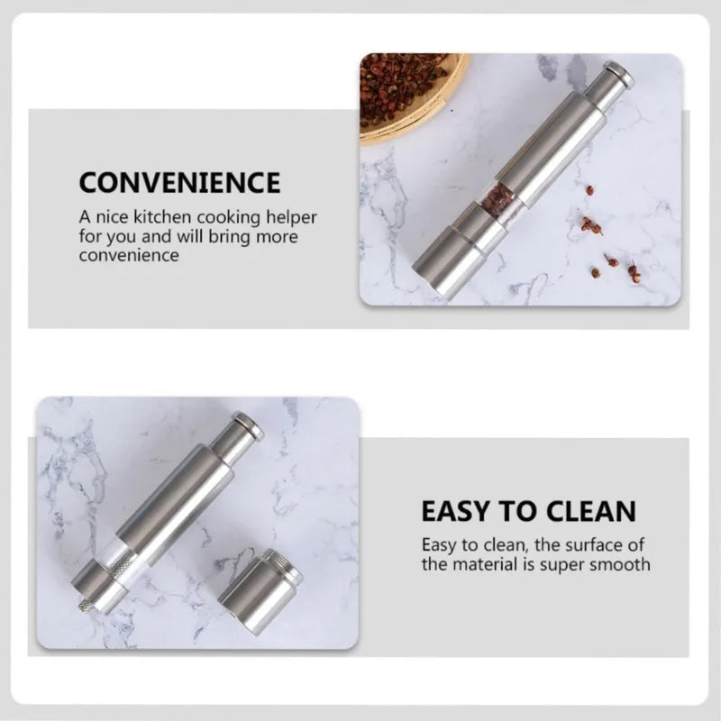 Salt and Pepper Grinder Set - Stainless Steel Handheld Spice Mill for Kitchen