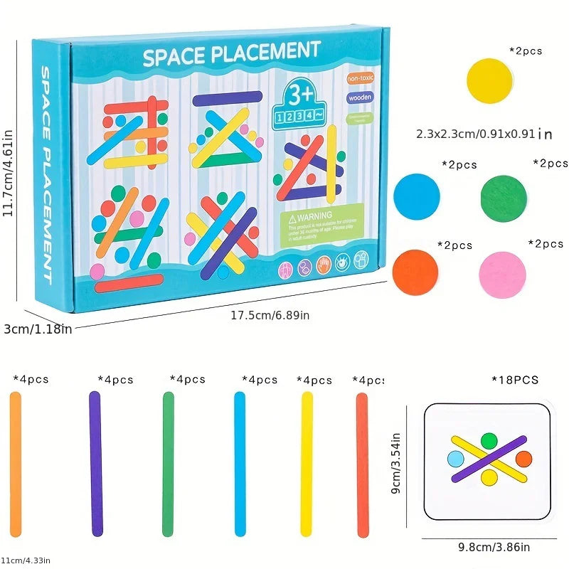 Kids Rainbow Wooden Puzzle Montessori Sensory Toy for Logical Thinking & Matching