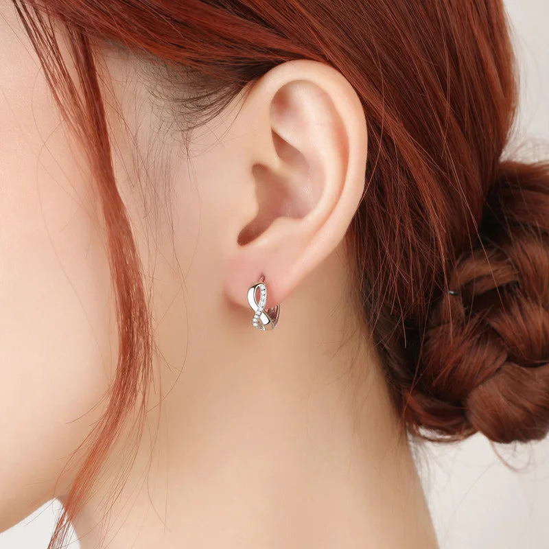 Sterling Silver Zircon Earrings for Women Circle Round Jewelry Gift