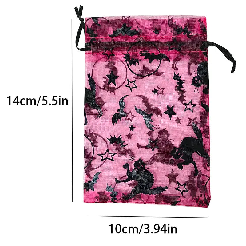 Colorful Halloween Organza Gift Bags with Drawstring - Bulk Pack of 25/50/100 pcs