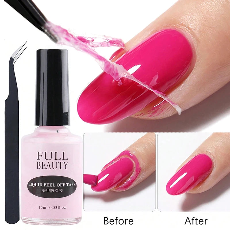 15ml Peel Off Latex Nail Edge Protector - Fast Dry Anti-Overflow Glue, Nail Care Tool