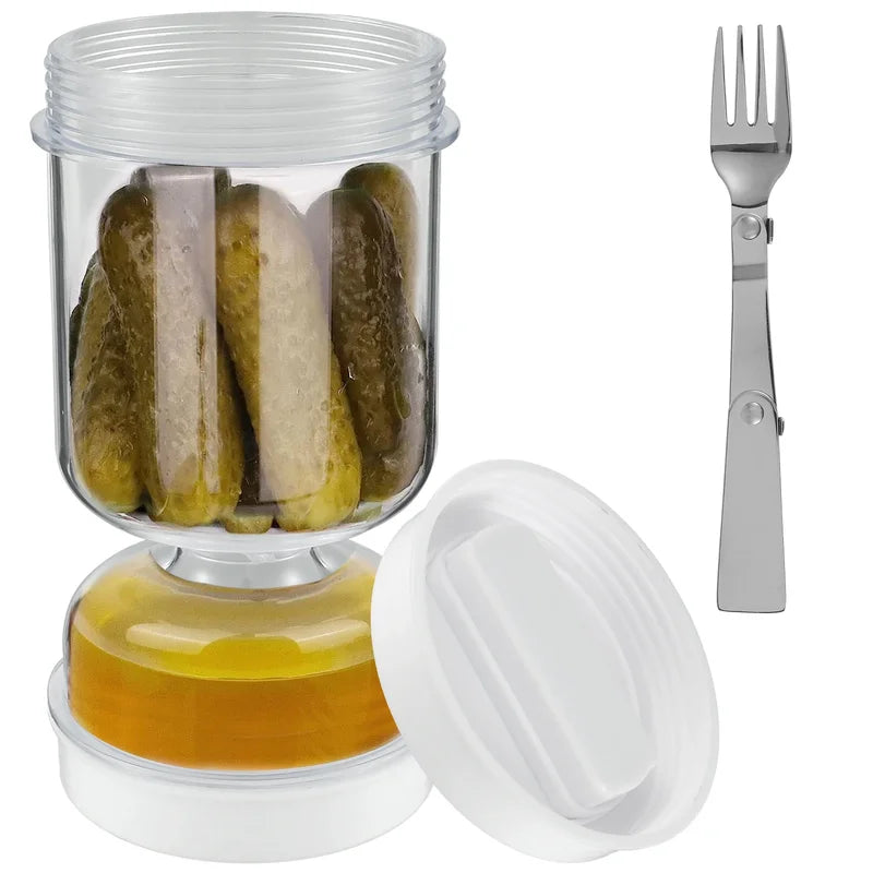 Pickle and Olive Jar with Forks - Kitchen Dispenser & Cucumber Container