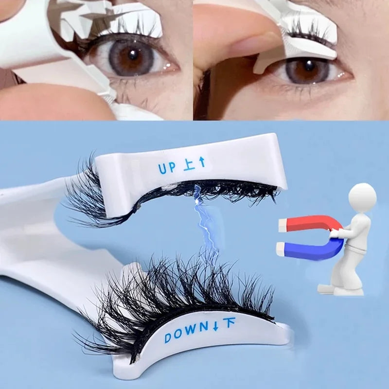 Magnetic Eyelash Extension Applicator Tweezer Clip Curler for False Lashes