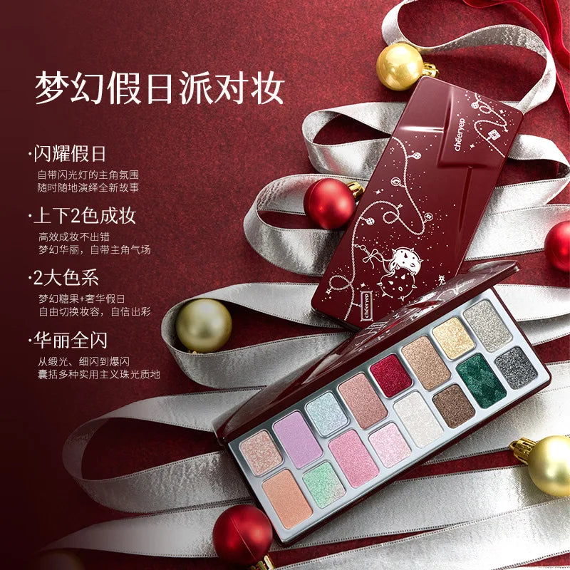 16 Color Glitter Eyeshadow Palette with Chameleon & Pearlescent Finishes - Assorted Shades
