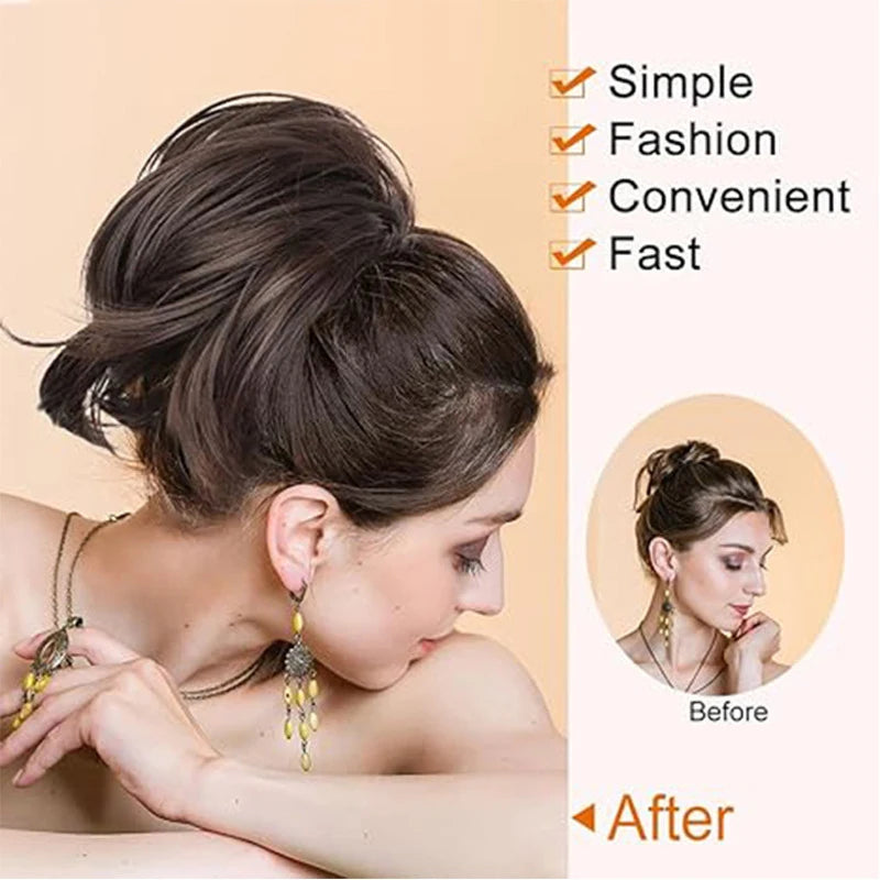 Pinch Style Messy Chicken Coop Head Wig Ponytail Bun Hair Accessory - Multiple Colors