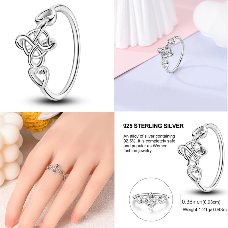 Women’s Sterling Silver Zircon Winding Engagement Wedding Ring Jewelry Gift