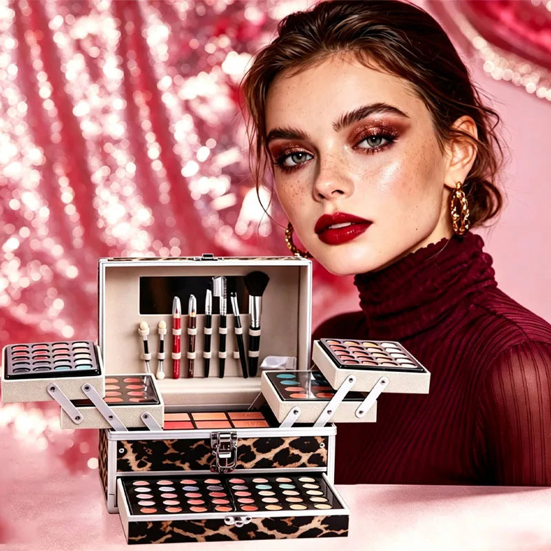 All-In-One Eyeshadow Makeup Kit for Women & Beginners with Mirror, Blusher, Eyeliner, Eyebrow Powder, Perfect for Natural & Glam Looks