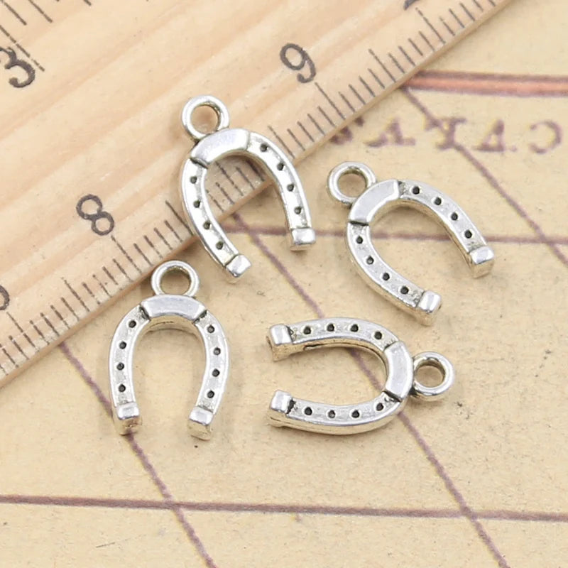 30pcs Lucky Horseshoe Charms for Jewelry Making - Antique Tibetan Silver Pendants