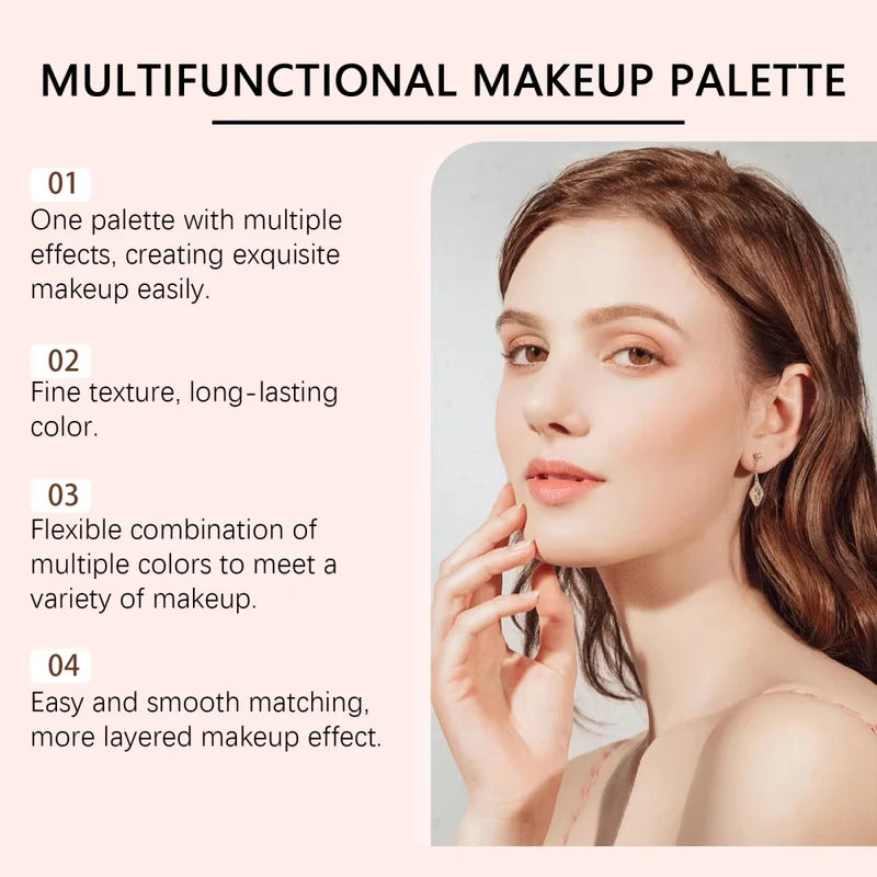 Multifunction Makeup Palette with 7 Colors - Eyeshadow, Blush, Contour & Highlight