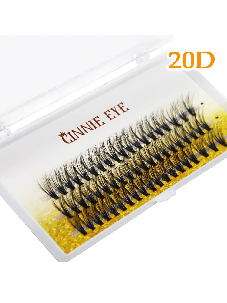 100 Bundles Cluster Eyelash Kit with Faux Mink Fans - Natural, DIY Ready Made Lashes