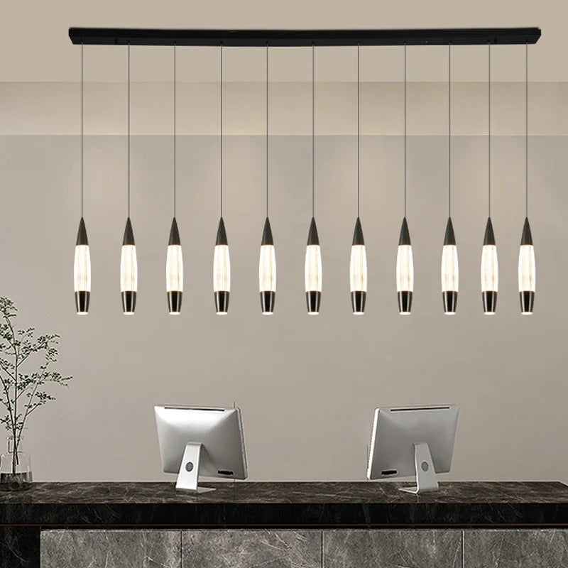 Modern Staircase Chandelier LED Long Wire Pendant Light Black Gold for Living & Dining