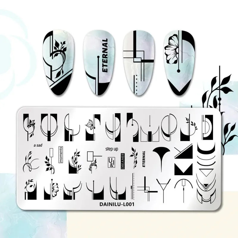 Geometric Nail Stamping Plate for Nail Art Design - Stainless Steel Craft Tool