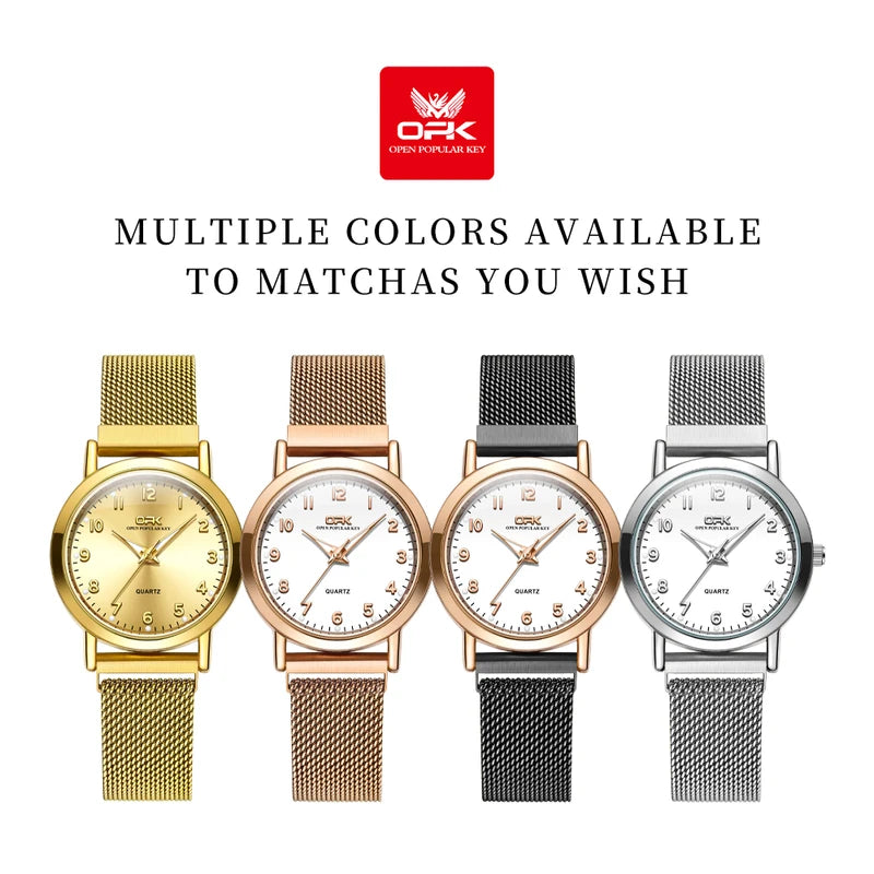 Women's Quartz Watch with Stainless Steel Mesh Strap Waterproof Fashion Wristwatch