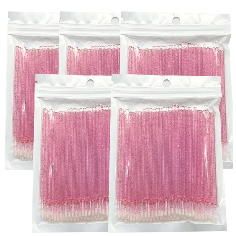 100Pcs Eyelash Cleaning Brushes Micro Cotton Swabs Makeup Remover Tools