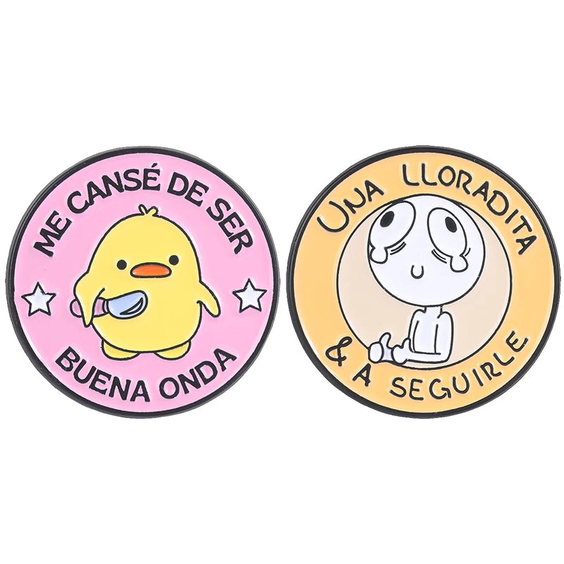 Spanish Memes Enamel Pins - Cute Brooches for Mental Health & Latinx Style
