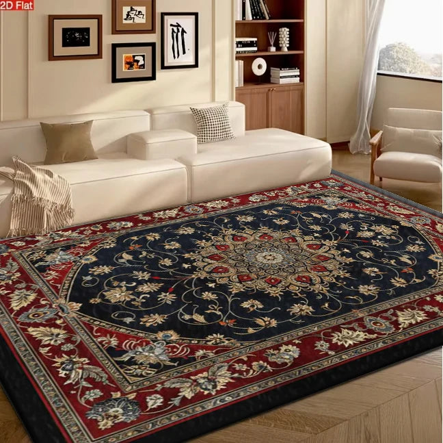 Traditional Oriental Medallion Area Rug - Classic Living Room Carpet, Multiple Sizes