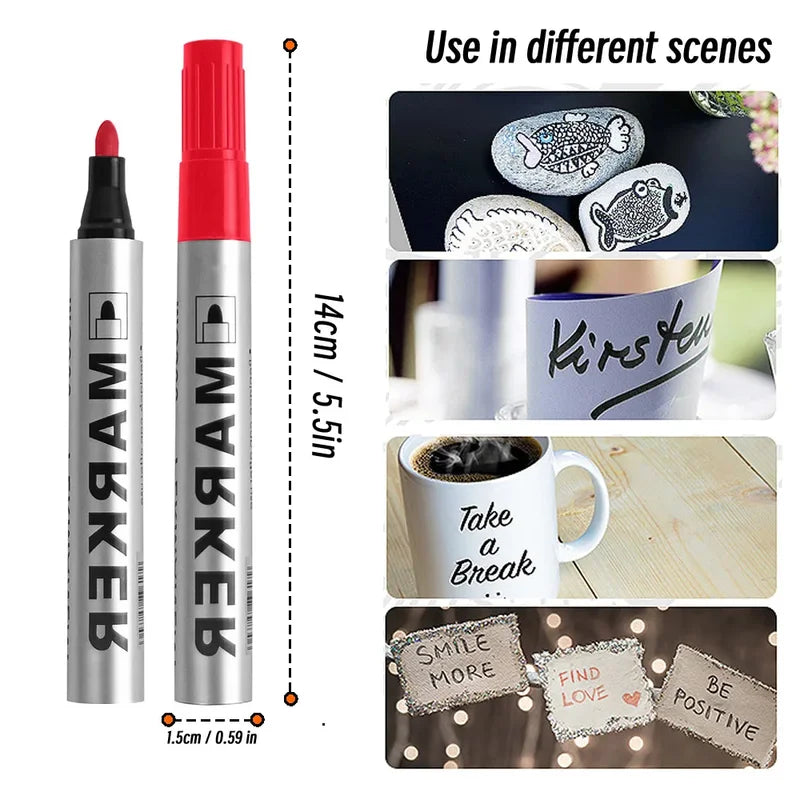 Waterproof Permanent Paint Marker Pen - Quick Drying, Oily Surface Suitable for Tyre and Signature Use