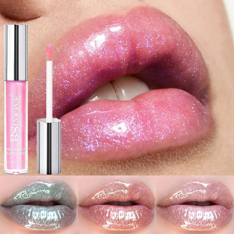 Glitter Shimmer Lip Gloss Set - Moisturizing Tinted Lipstick with Diamond Effect, 6 Colors