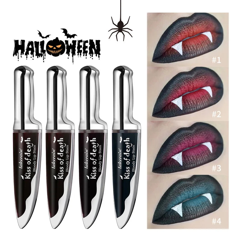 6-Piece Gothic Waterproof Lip & Eye Makeup Set - Long Lasting Halloween Cosplay