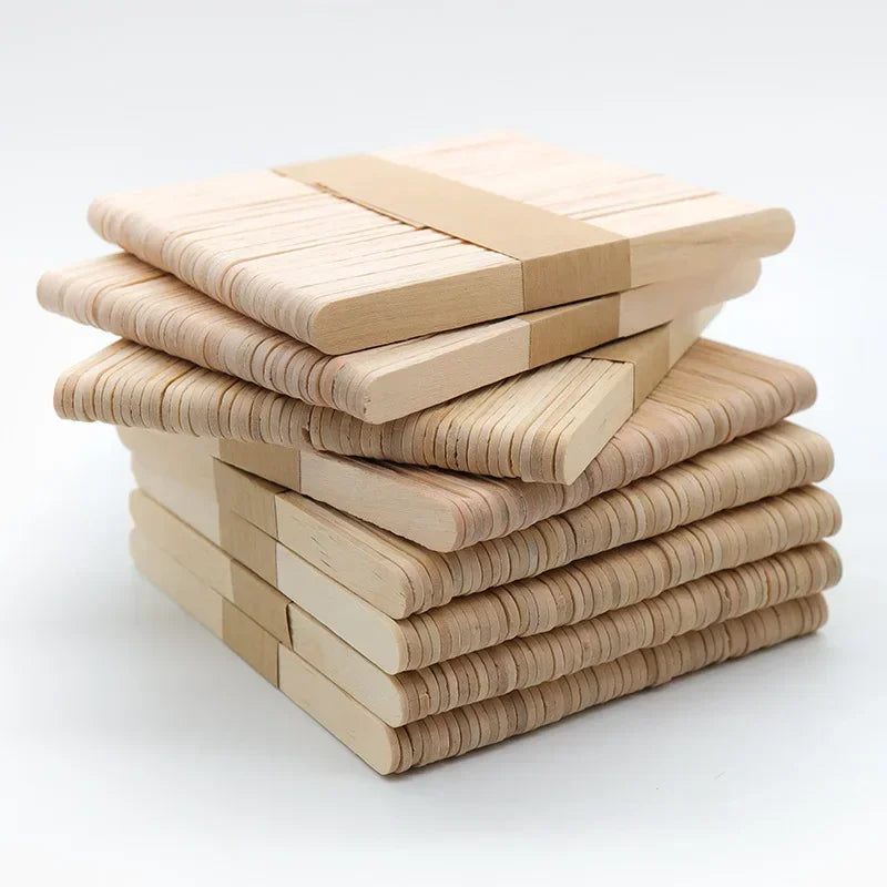 100 Pcs Wooden Popsicle Sticks for DIY Ice Cream, Crafts & Cake Decorating