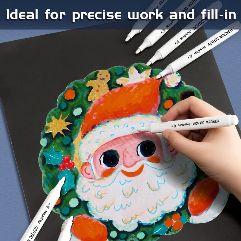 5pcs White Acrylic Markers Permanent Pens for Art & Craft Projects