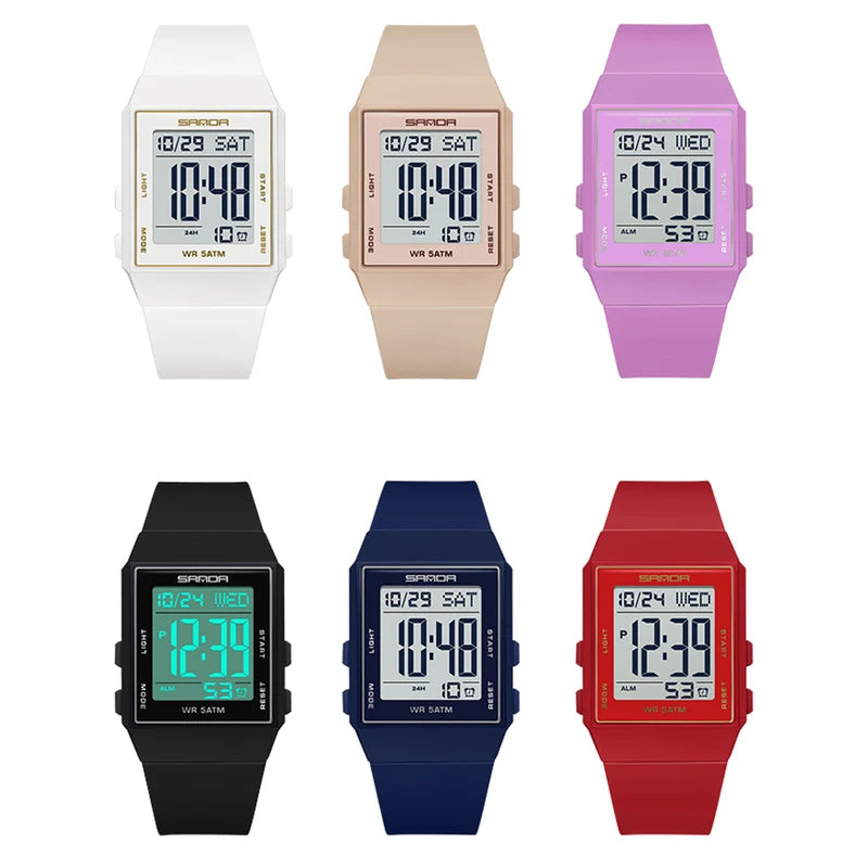 Women's Digital Sports Watch Waterproof Silicone Strap 3ATM LED Display Gift