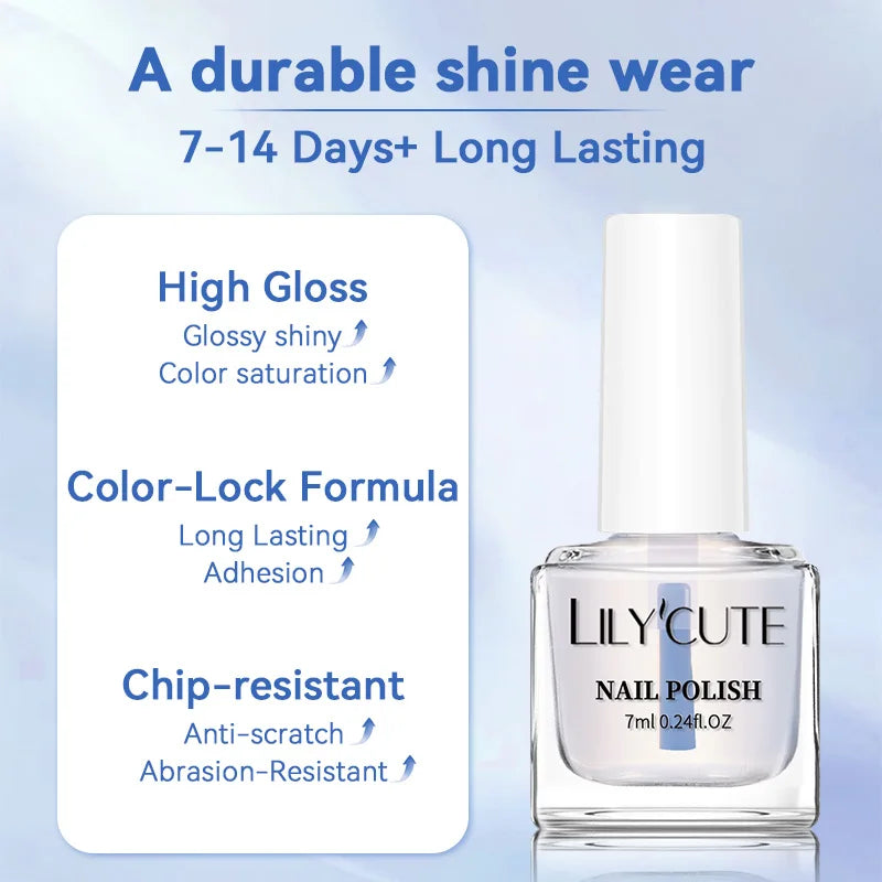 7ml Water-Based Nail Polish Base & Top Coat - Quick Dry, Long Lasting, No Lamp Needed