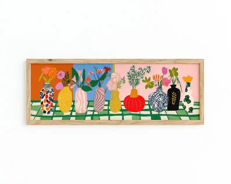 Abstract Floral Canvas Wall Art - Modern Panoramic Prints for Living Room & Bedroom